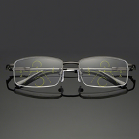 Lunettes de lecture demi-cerclées en métal, double usage, anti-lumière bleue, bifocales, progressives, multifocales, verres photochromiques carrés