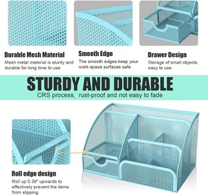 Đồ Dùng Văn Phòng 6 Ngăn Dụng Cụ Sắp Xếp Bàn Màu Xanh Đen Dụng Cụ Sắp Xếp Bàn Bằng Lưới Kim Loại Có Ngăn Kéo Mỏng - Product Image 3