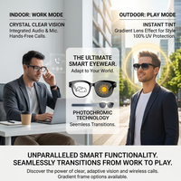 Lunettes de traduction intelligentes SENBONO M89-S AI avec lentilles photochromiques, caméra HD, appels sans fil, assistant vocal, caméra intégrée