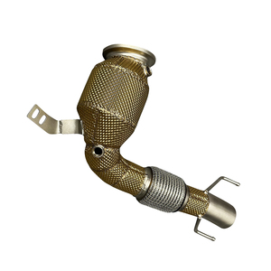 Downpipe catalyzed en acier inoxydable SS304 de 1,5 mm d'épaisseur avec bouclier thermique pour <span class=keywords><strong>Cooper</strong></span> <span class=keywords><strong>S</strong></span> <span class=keywords><strong>F56</strong></span> B48 2.0T, <span class=keywords><strong>échappement</strong></span> sport à haut débit avec soupape, fixation directe, garantie 2 ans - Product Image 1