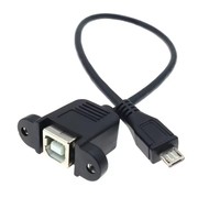 Cable USB 2.0 B Hembra a Micro USB 5 Pines Macho de 0.3m con Orificio para Montaje en Panel para Conector de Impresora y Escáner de Computadora