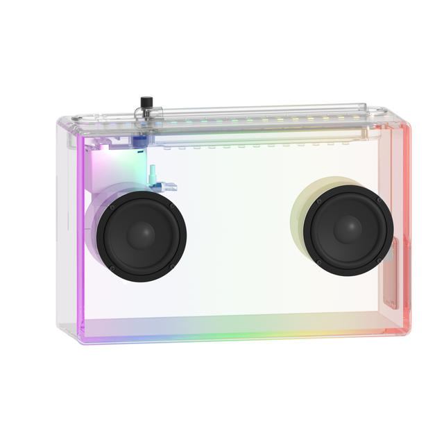 20W High Power RGB LED Glass Fish-Tank BT Speaker with Transparent Design for 5.4 Battery-Powered Portable