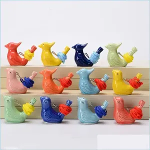 Silbato de pájaros de agua de cerámica, recuerdos escénicos turísticos coloridos, juguetes de puesto cuadrado para Parque, premios para estudiantes, decoración del hogar, regalos para niños - Product Image 1