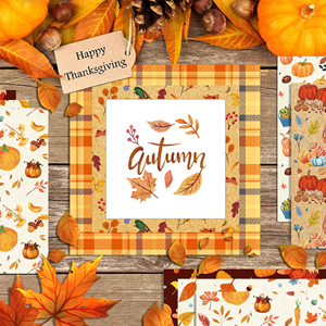 Dekorasi Album foto hadiah latar belakang pembuatan kartu buku tempel kertas kerajinan DIY dua sisi pola Thanksgiving untuk peralatan pesta musim gugur - Product Image 5