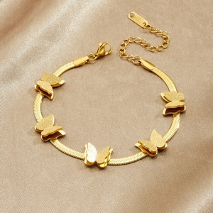 Korean Style Butterfly Gold Plated <b>Bracelet</b> Zinc Alloy Women's Fashion Charm Jewelry - Product Image 2