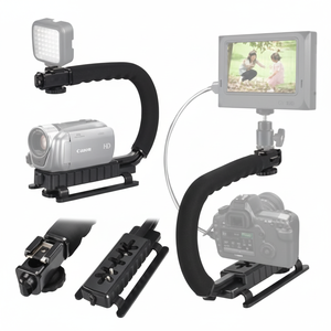 Poignée de prise de vue vidéo professionnelle en alliage d'aluminium avec support griffe froide à dégagement rapide pour caméra - Product Image 1