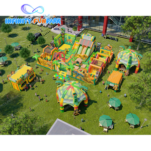 Parc d'aventure gonflable Jungle Safari-Combo parcours d'obstacles sur le thème des animaux Big Bouncer - Product Image 6
