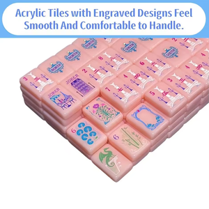 Ensemble de Mahjong Contemporain de Luxe en Acrylique avec Motifs Floraux, Pliable et Portable, Tuiles Durables et Écologiques - Product Image 2