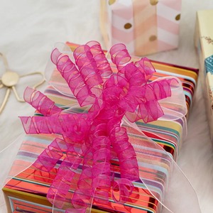 Butterfly Bow Polyester Organza <b>Pink</b> Decorative Ribbon Gift <b>Wrap</b> Ornament for Birthday Valentine's Day & Christmas - Product Image 4