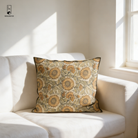 Housse de coussin en lin français motif tournesol - Housse de coussin vintage 100% lin à motifs floraux - Housse décorative rustique imprimée pour canapé