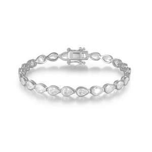 Women's Yellow Gold Plated Moissanite Tennis Bracelet Pear Cut Prong Setting Classic Style Everyday Wear - Product Image 2