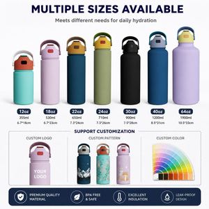 Custom logo Double Wall Camping Vacuum Flask 12oz 18oz 22oz 24oz 32oz 40oz Insulated <b>Stainless</b> <b>Steel</b> <b>Water</b> <b>Bottle</b> with Straw - Product Image 4