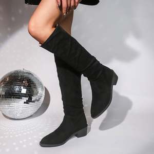 2025 automne/hiver nouveau grand chevalier femmes Western Cowboy épais ne peut pas suivre le genou haut baril empilé longues bottes - Product Image 6