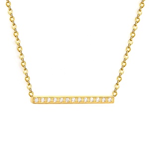 Nuevo Collar de Cadena con Baño de Oro PVD de 18k, Estilo Moderno con Barra de Diamantes Pavé, Joyería de Acero Inoxidable con Circonitas - Product Image 1