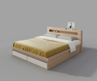 Lit pliant en bois au design moderne avec tiroir de rangement et lampe
