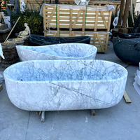 Baignoire en marbre blanc de Carrare sculptée à la main de taille personnalisée pour salle de bain de haute qualité