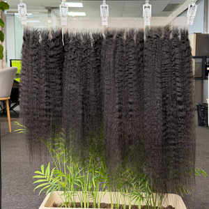 Extensions de cheveux humains vierges indiens Remy 100% naturels, lisses et bouclés, avec fermetures en dentelle HD et nœuds invisibles, 20 pouces, vente chaude directe usine - Product Image 1