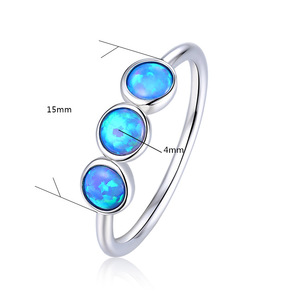 Bijoux de mode bague <span class=keywords><strong>opale</strong></span> <span class=keywords><strong>blanche</strong></span> ou bleue bijoux <span class=keywords><strong>opale</strong></span> en argent sterling 925 bagues plaquées or ou rhodium pour femmes - Product Image 4