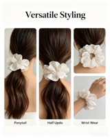 Élastique à cheveux en dentelle à volants style Coquette avec imprimé petites fleurs, en maille douce et respirante, accessoire capillaire élégant et féminin