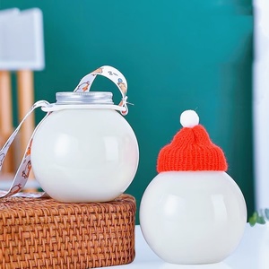 Gran oferta, bola redonda de Navidad, botella de bebida de té de leche redonda desechable de plástico para mascotas, botella de bebida de plástico de 300ml y 500ml - Product Image 1