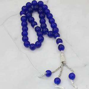 Rosario Musulmán de Cuentas de Vidrio con Rayas Étnicas, Duradero, 10 mm, 33 Piezas, Marca Subha YASEEN, Venta al por Mayor para Ramadán - Product Image 1