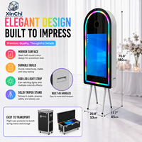 Machine Photobooth Portable Tout-en-un avec Miroir Arqué 32 Pouces et Imprimante, Idéale pour la Location d'Événements - Rendement Commercial Élevé
