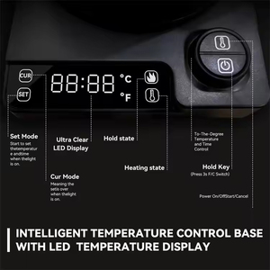 Acero inoxidable 304 0.9L 1200W negro Digital inteligente verter sobre café té 360 grados Base rotacional Hervidor eléctrico de cuello de cisne - Product Image 5
