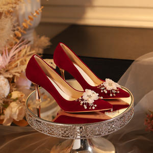 Zapatos de tacón alto de alta calidad para boda, zapatos formales de tacón fino con pedrería para novia, zapatos de mujer con punta poco profunda. - Product Image 3