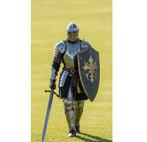 Armure complète en acier de chevalier médiéval, fabriquée à la main, pour costume de guerrier, bouclier, reconstitution historique et exposition - Product Image 1