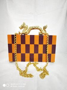 Bolso de noche hecho a mano con mosaico de madera en blanco y negro, bolso de mano con forro de algodón de lona a la moda para el día de la madre, bolso de fiesta - Product Image 5