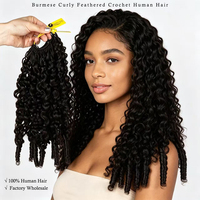 Vente en gros de mèches bouclées brutes birmanes pour tresses au crochet, 100% cheveux humains vierges, extensions de cheveux bouclés doux pour femmes noires