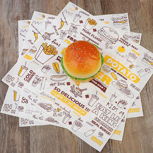 Papier d'emballage pour hamburgers écologique en vrac, résistant à la graisse et compostable, emballage pour restauration rapide - Product Image 1