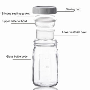 Bocaux Mason de 32 oz <span class=keywords><strong>pour</strong></span> la préparation des repas, récipients en verre étanches <span class=keywords><strong>pour</strong></span> salades avec couvercles, deux petites boîtes intégrées avec séparation humide/sec - Product Image 2