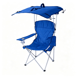 Foldable <b>Camping</b> <b>Chair</b> with Removable Sun <b>Canopy</b>, Portable Outdoor Lawn <b>Chair</b> with Cup Holder for Beach Fishing - Product Image 1