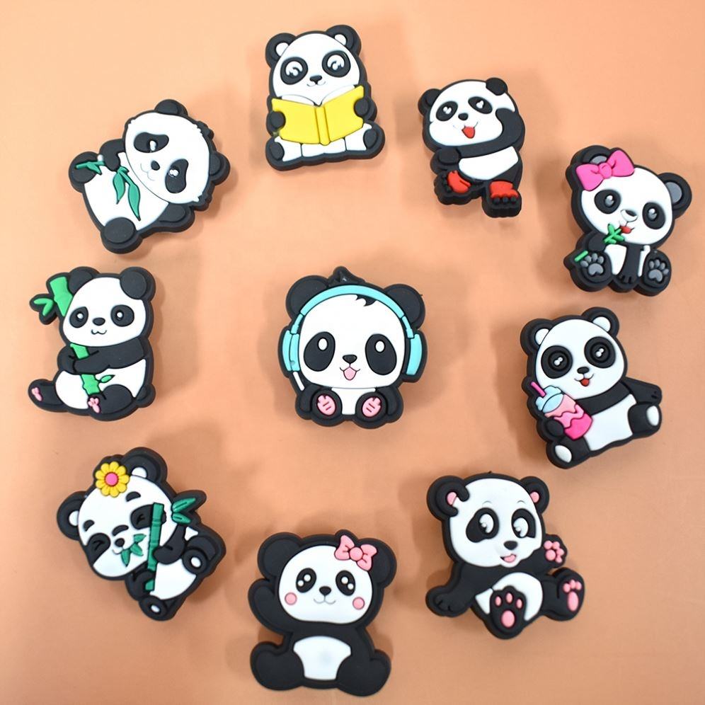 Outdoor Detachable Rubber Cute Panda Animal Shoe Charms Durable Soft Clog Accessories