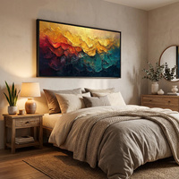 Peinture à l'huile abstraite Golden Horizon, grande peinture à la main sur toile texturée, art mural de luxe, décoration d'intérieur