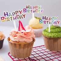100 Stück Packung Mini Regenbogen Farbe Kuchen Dekoration Plastiks ticks Alles Gute zum Geburtstag Cupcake Toppers