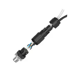 Straight male M12 to two free ends 4-pin one-to-two sensor plug IP67 power connector quick-release plug straight-in terminal
