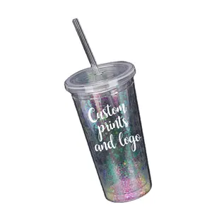 Top Seller Personalized Hard Plastic Glasses Fruit Custom Logo Portable Cup With Straw