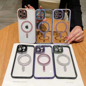 La más nueva carcasa dura de galvanoplastia magnética en polvo flash para iPhone 15 14 13 PROMAX 11 12 PRO, película de lente de cámara, funda de teléfono con Red antipolvo - Product Image 2