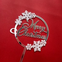 Acryl DIY Kuchen Dekoration für Weihnachten Doppels chicht Schneeflocken Kleine Bäume Happy Christmas Card Insertion Party Dekorationen