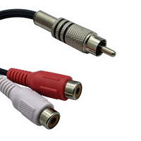 Câble audio double RCA femelle vers RCA mâle avec gaine en PVC compatible avec lecteur DVD, téléviseur HD, ordinateur, autoradio