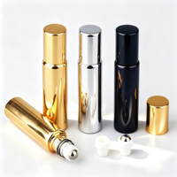 Flacon en verre de 10 ml, plaqué UV or, argent, noir, sérigraphié, rechargeable, pour huiles essentielles, gouttes pour les yeux, sérum et soins de la peau