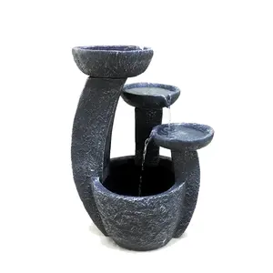 55Hcm Polyresin Factory Zen 3 Bowl Garden Fountain