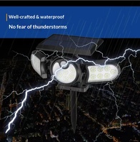 Lampe murale solaire transfrontalière à trois têtes réglables et à intensité variable, avec détecteur de mouvement, étanche IP44, source lumineuse COB, pour jardin (AAA)
