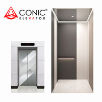 Ascenseur de passagers CONIC, cabine moderne, porte de palier à motif gravé pour bâtiment commercial, fourni par l'usine