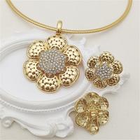 Ensemble de bijoux de mariage plaqué or de Dubaï, 5 pièces, collier, boucles d'oreilles, bague, bracelet, pour femme africaine, pour banquet