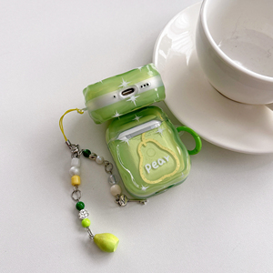 Étui pour écouteurs Y2K style Ins, motif vague laser mignon, pour <span class=keywords><strong>AirPods</strong></span> <span class=keywords><strong>Pro</strong></span> <span class=keywords><strong>2</strong></span> 3 4, coque de protection transparente de luxe en TPU souple avec breloque perlée - Product Image 3