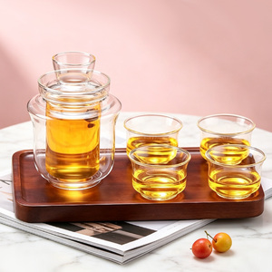 Juego de Calentador de <span class=keywords><strong>Sake</strong></span> de Doble Pared de Vidrio, Botella de <span class=keywords><strong>Sake</strong></span> y Tazas de Vidrio de Borosilicato para Servir <span class=keywords><strong>Sake</strong></span> <span class=keywords><strong>Japonés</strong></span> Tradicional - Product Image 2