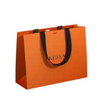 Sacs en Papier Noirs de Luxe avec Poignées en Ruban pour Boutiques, Personnalisables avec Votre Logo